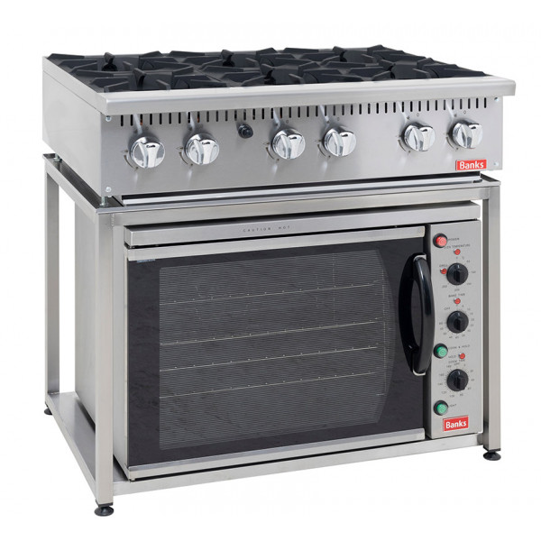 Six Burner Gas Hob Combo With Electric Convection Oven & Stand